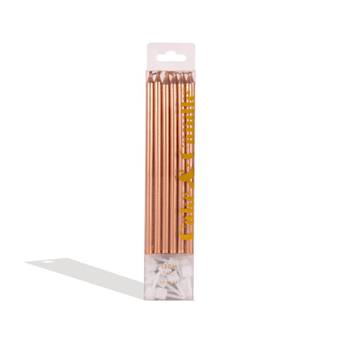 12cm Tall Cake Candles Rose Gold (Pack of 12)