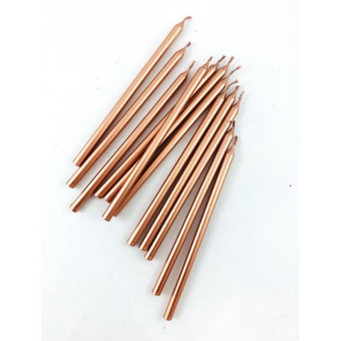 12cm Tall Cake Candles Rose Gold (Pack of 12)