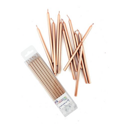 12cm Tall Cake Candles Rose Gold (Pack of 12)