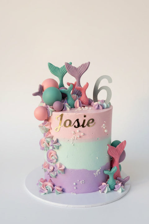 Mermaid cake pastel tones